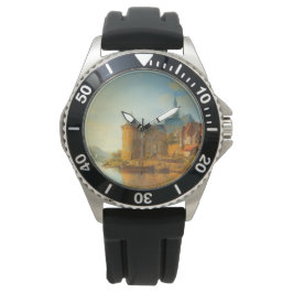 Aussicht auf eine holländische Stadt am Rhein Armbanduhr