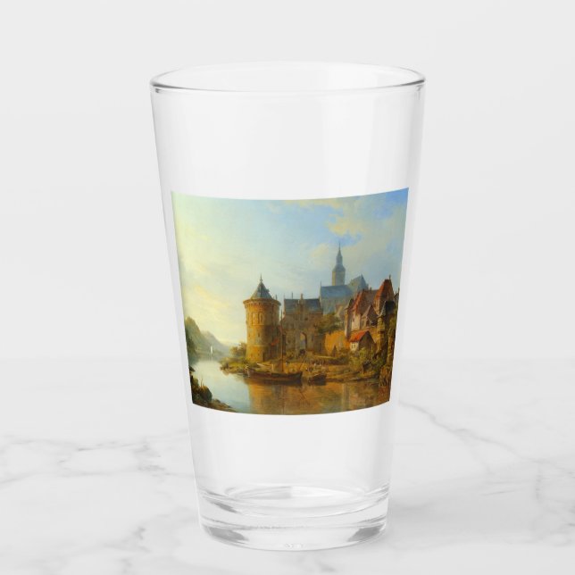 Aussicht auf eine holländische Stadt am Rhein Glas (Vorderseite)