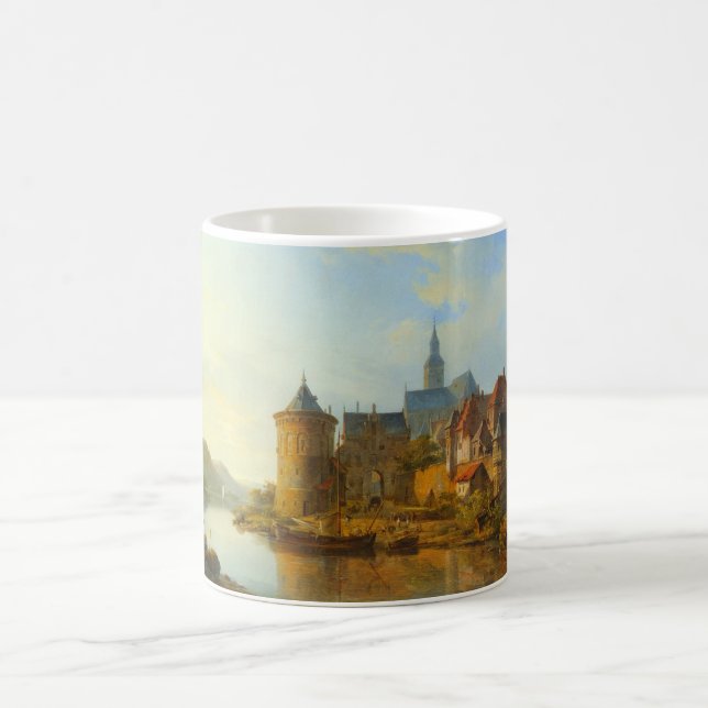 Aussicht auf eine holländische Stadt am Rhein Kaffeetasse (Mittel)