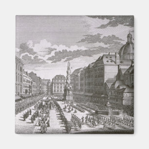 Aussicht auf eine Prozession im Graben Magnet