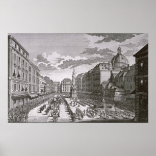 Aussicht auf eine Prozession im Graben Poster