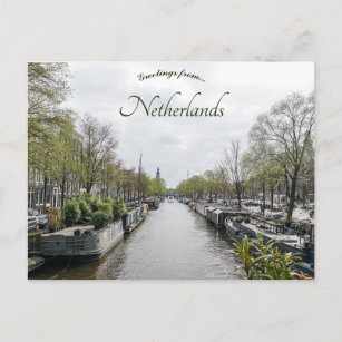 Aussicht auf einen Kanal in Amsterdam Niederlande Postkarte