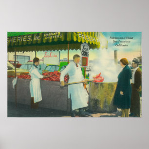 Aussicht auf Fisherman's Wharf, Crabs Erreichbarke Poster