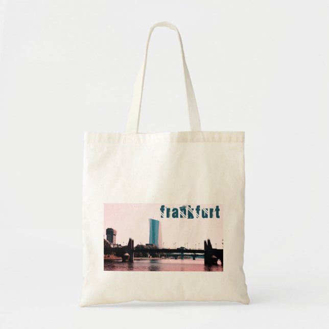 Aussicht auf Frankfurt, Fluss, Brücken, Gebäude Tragetasche (Vorne)