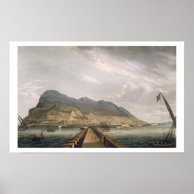 Aussicht auf Gibraltar, graviert von Thomas Suther Poster (Vorne)