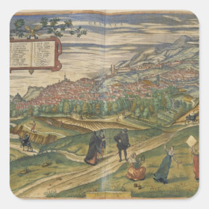 Aussicht auf Granada Quadratischer Aufkleber