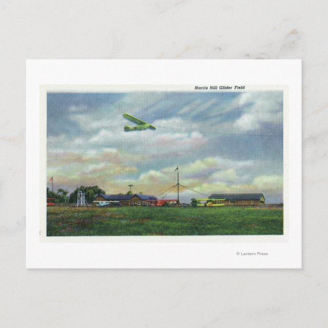Aussicht auf Harris Hill Glider Field, Glider in Postkarte (Vorderseite)