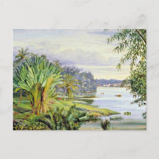 Aussicht auf Kuchine und Fluss, Sarawak, Borneo Postkarte (Vorderseite)