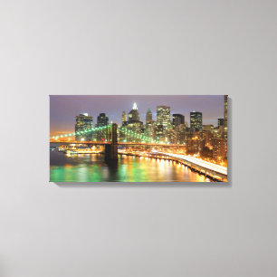 Aussicht auf Lower Manhattan und die Brooklyn Brid Leinwanddruck