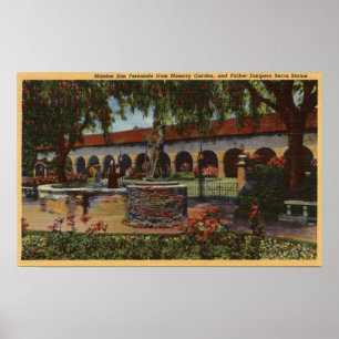Aussicht auf Mission, Gedächtnisgarten, Serra-Stat Poster