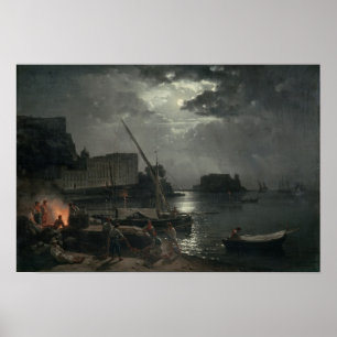 Aussicht auf Neapel im Mondlicht, 1829 Poster