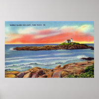 Aussicht auf Nubble Island und das Leuchtturm