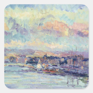 Aussicht auf Paris (Öl auf Leinwand) Quadratischer Aufkleber