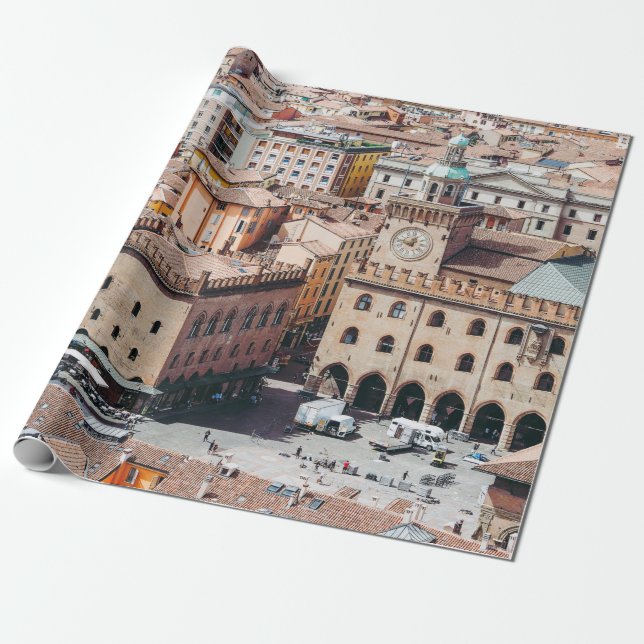 Aussicht auf Piazza Maggiore Platz und San Petr Geschenkpapier (Ungerollt)