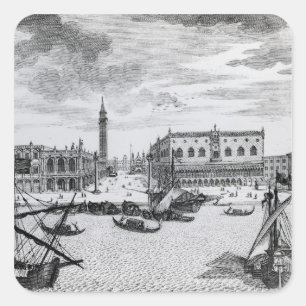 Aussicht auf Piazza San Marco vom Bacino, Venedig Quadratischer Aufkleber
