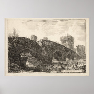 Aussicht auf Ponte Lugano auf dem Anio, Piranesi Poster