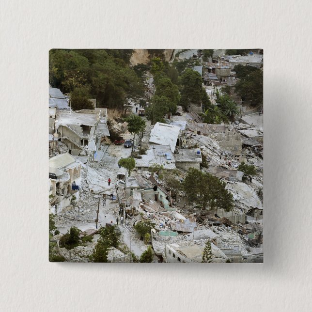 Aussicht auf Port-au-Prince, Haiti Button (Vorderseite)