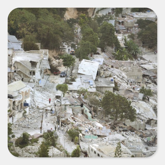 Aussicht auf Port-au-Prince, Haiti Quadratischer Aufkleber (Vorderseite)