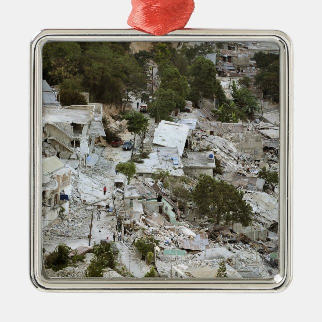 Aussicht auf Port-au-Prince, Haiti Silbernes Ornament (Vorne)