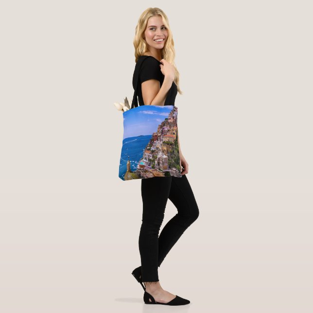 Aussicht auf Positano, Italien Tote Bag Tasche (Am Model)