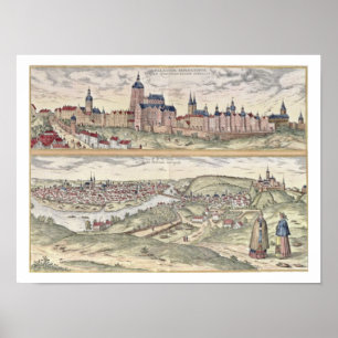 Aussicht auf Prag (oben) auf den Kaiserpalast Poster
