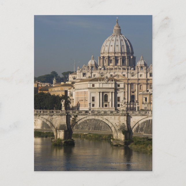 Aussicht auf St. Peter's mit dem Ponte Sant'Angelo Postkarte (Vorderseite)