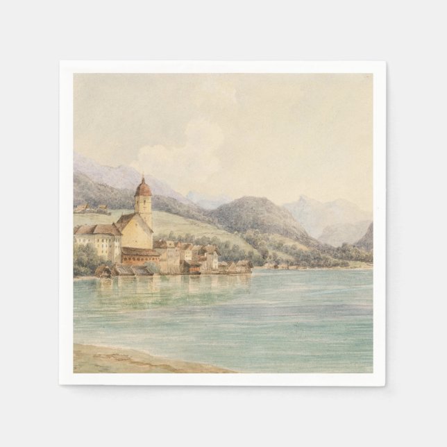 Aussicht auf St. Wolfgang am Wolfgangsee Carl Lafi Serviette (Vorderseite)