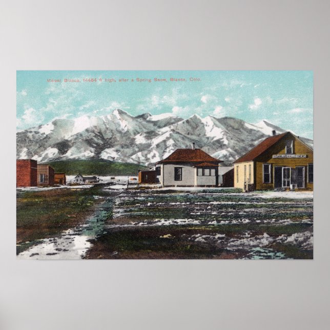 Aussicht auf Stadt und Berg Nach einem Frühling Sc Poster (Vorne)
