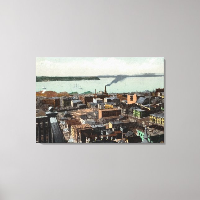 Aussicht auf Stadt und Hafen Leinwanddruck (Vorderseite)