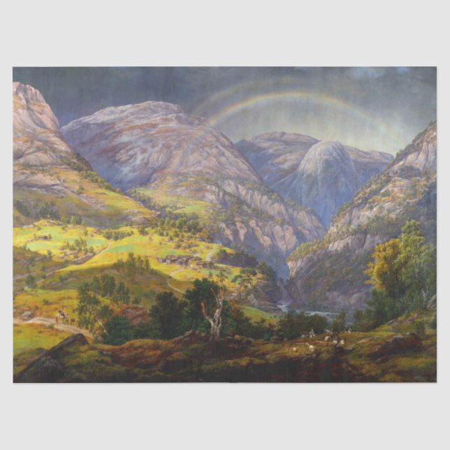 Aussicht auf Stalheim in Norwegen (Johan Christlic Seidenpapier (Vorderseite)