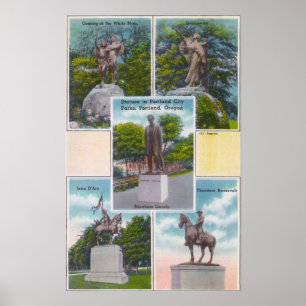 Aussicht auf Statuen in Portland City Parks Poster
