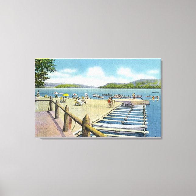 Aussicht auf Strand und Pier von Scaroon Manor Leinwanddruck (Vorderseite)