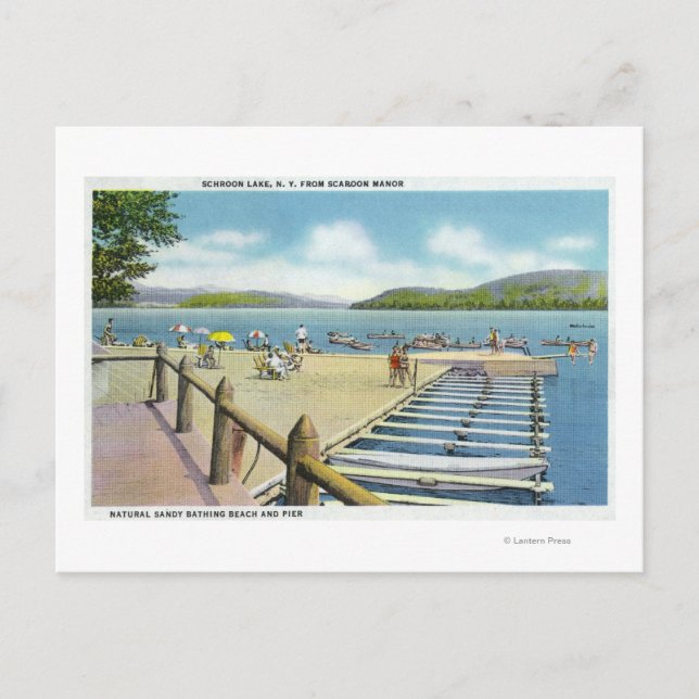 Aussicht auf Strand und Pier von Scaroon Manor Postkarte (Vorderseite)
