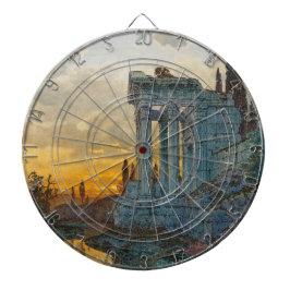 Aussicht auf Süditalien mit antiken römischen Ruin Dartscheibe