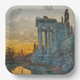 Aussicht auf Süditalien mit antiken römischen Ruin Pappteller