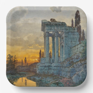 Aussicht auf Süditalien mit antiken römischen Ruin Pappteller
