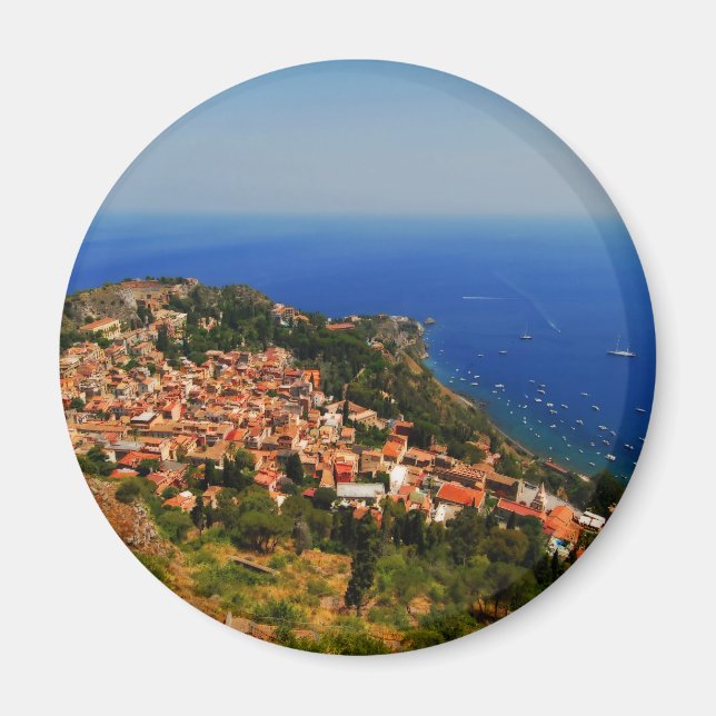Aussicht auf Taormina 2 Magnet (Vorne)