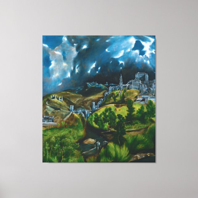 Aussicht auf Toledo von El Greco (1599) Leinwanddruck (Vorderseite)