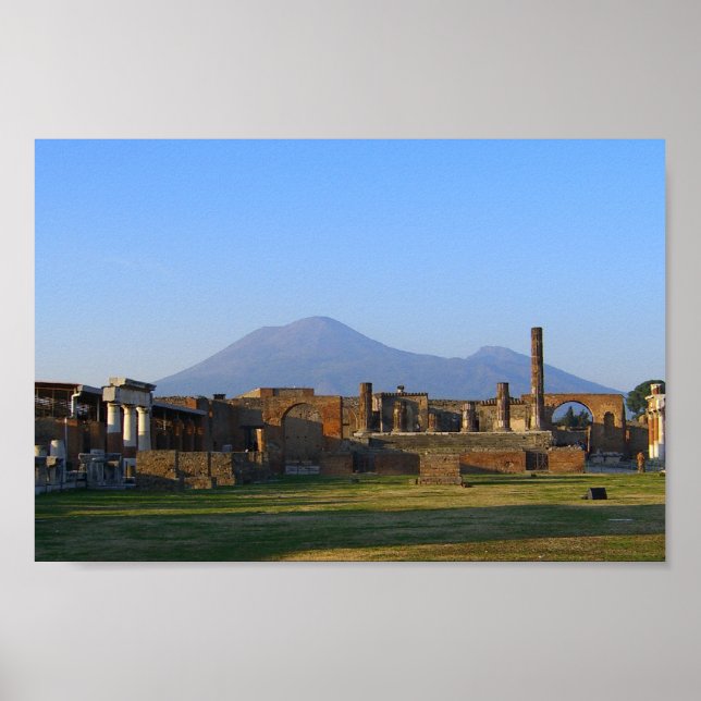 Aussicht auf Vesuv über die Ruinen von Pompeji Poster (Vorne)