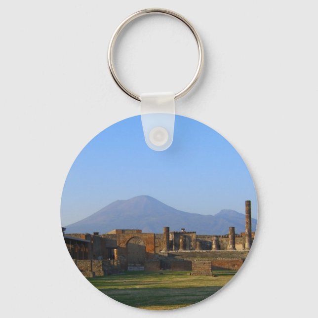 Aussicht auf Vesuv über die Ruinen von Pompeji Schlüsselanhänger (Vorderseite)