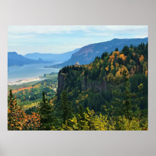 Aussicht auf Vista House, Columbia River, Oregon Poster