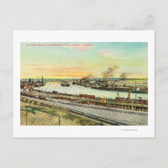 Aussicht aus der Luft auf den Hafen von San Pedro Postkarte (Vorderseite)