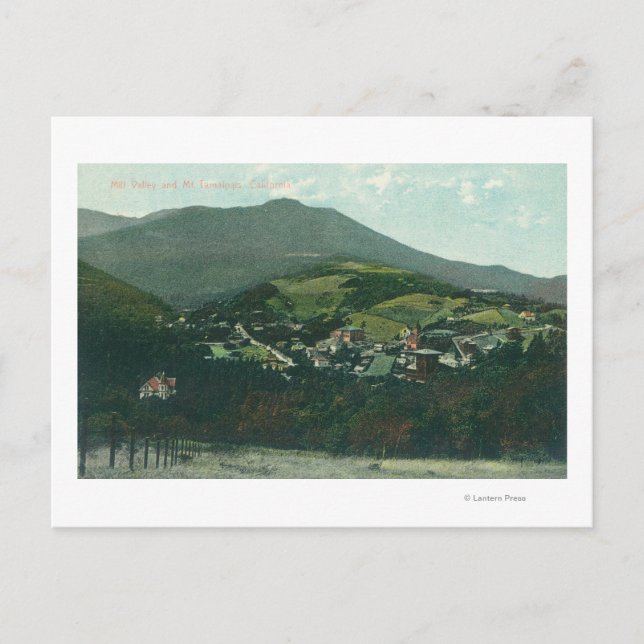 Aussicht aus der Luft auf die Stadt und den Berg T Postkarte (Vorderseite)