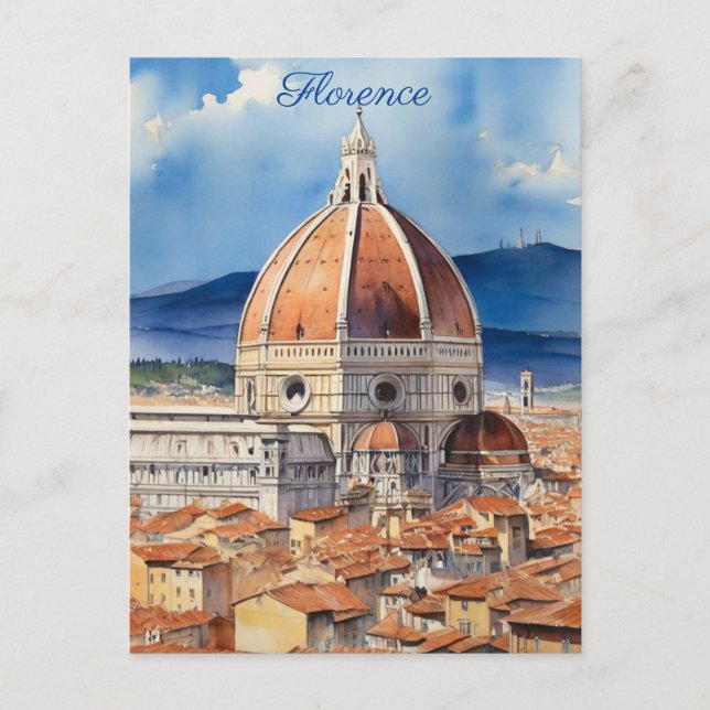 Aussicht Florenz | il Duomo | Wasserfarbe Postkarte (Vorderseite)
