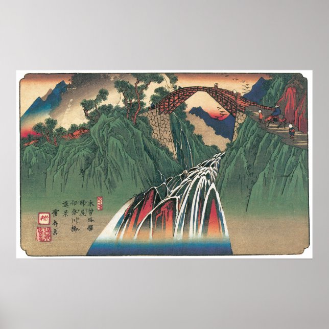 Aussicht über die Brücke über den Fluss Ina, Nojir Poster (Vorne)