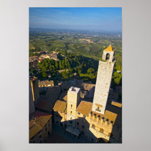 Aussicht vom Tower, San Gimignano, Siena, Toskana Poster