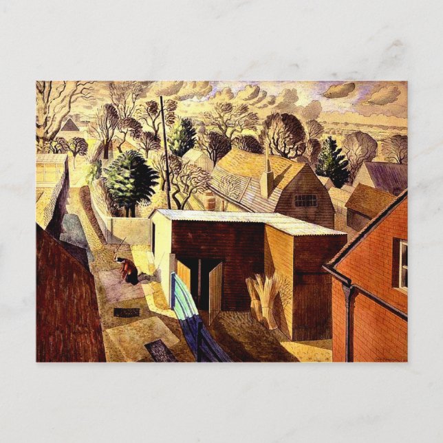 Aussicht von Brick House, Great Bardfield, Fine Ar Postkarte (Vorderseite)