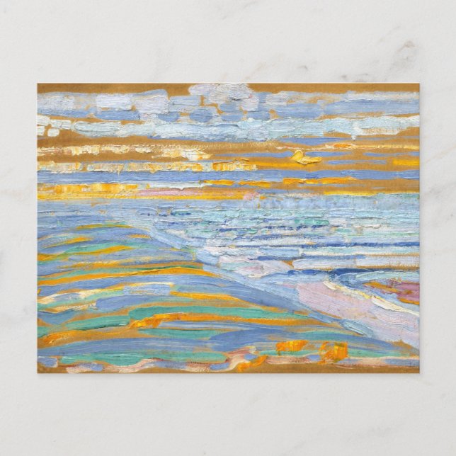Aussicht von den Dünen mit Strand von Piet Mondria Postkarte (Vorderseite)