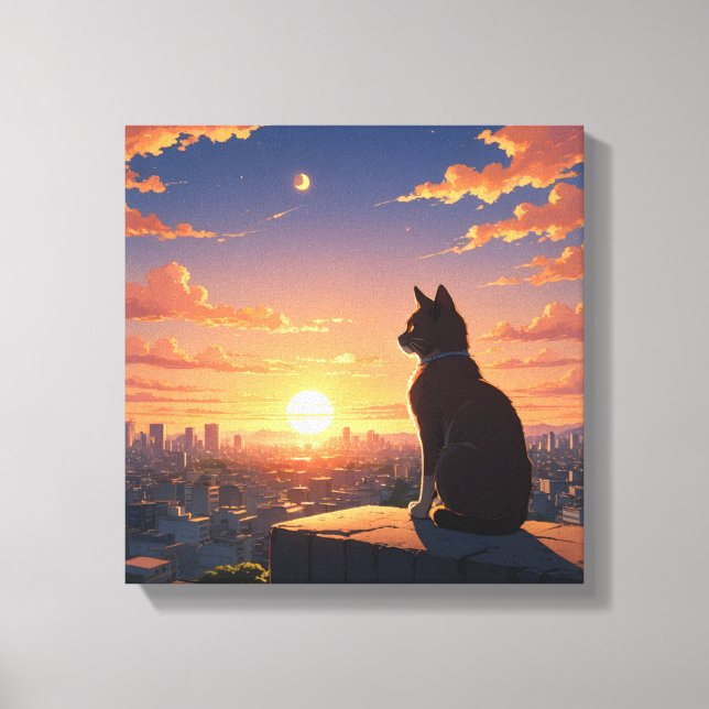 Aussicht von der Adventurous-Katze Leinwanddruck (Vorderseite)