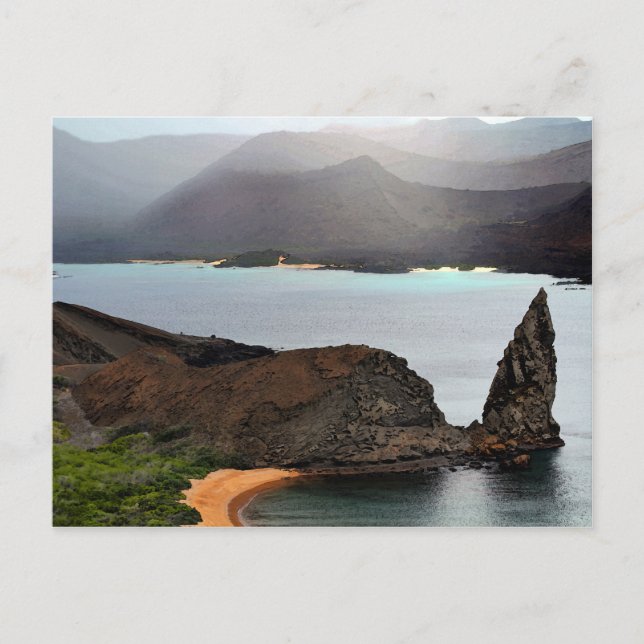 Aussicht von der Spitze Bartolome auf den Galapago Postkarte (Vorderseite)